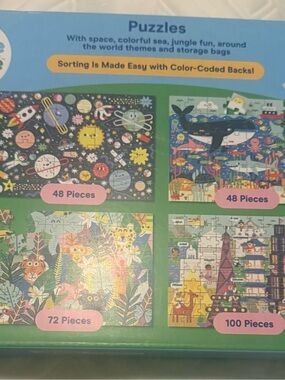 Colorful Children's Puzzle Pack - Blue, Green, Pink Panels